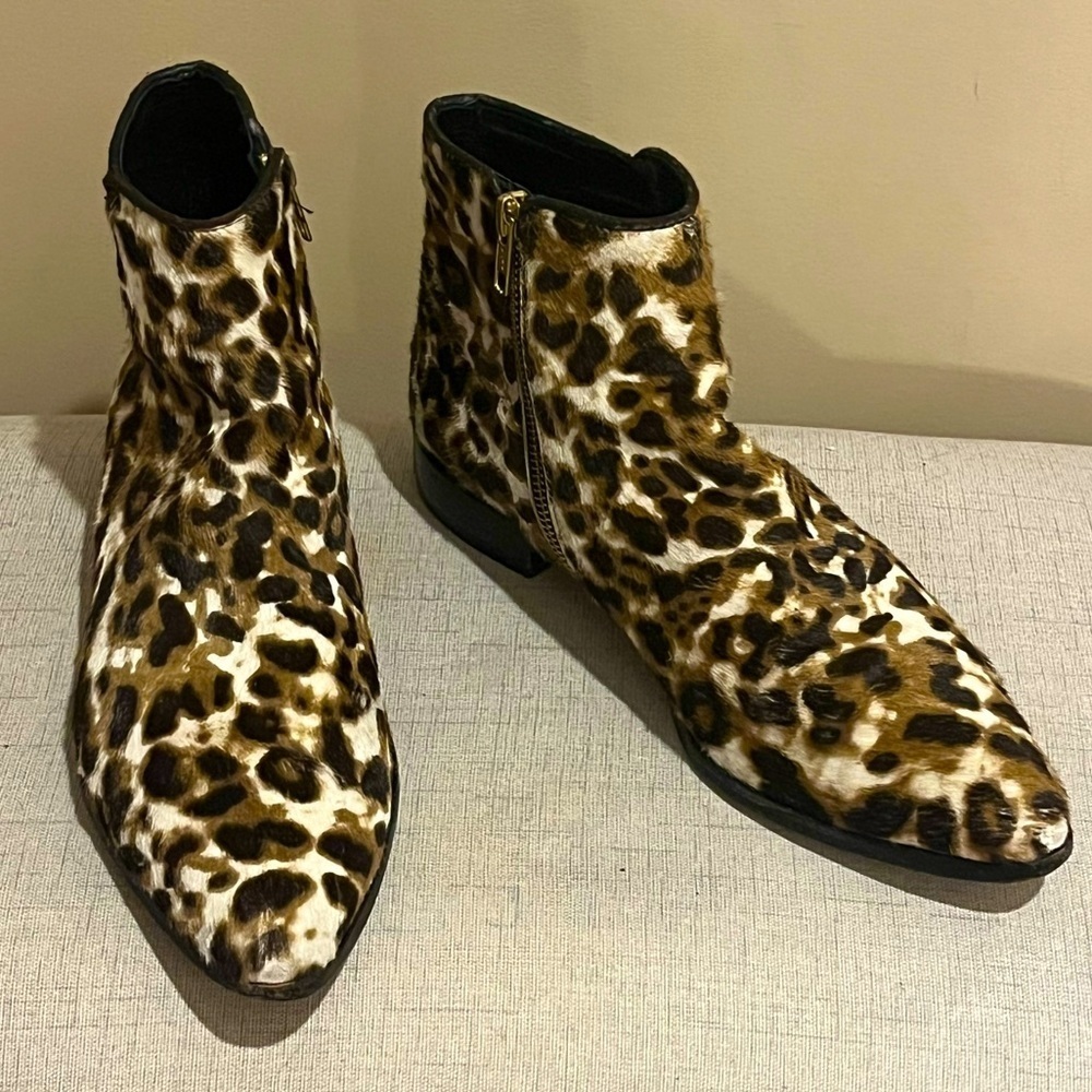 J. Crew Collection Calf Hair Boots in sienna black cat, size 9  e1188